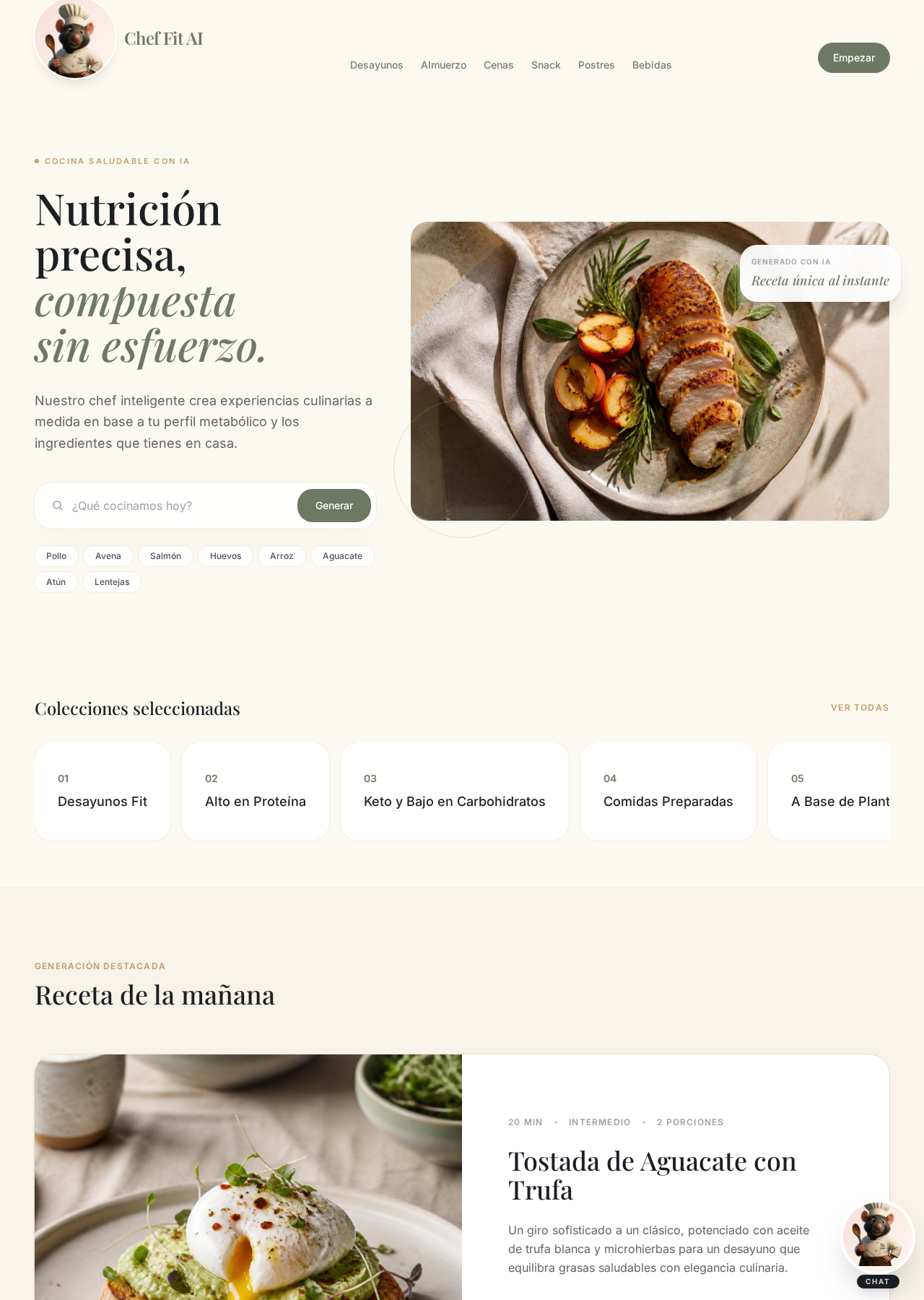 Chef inteligente que genera recetas saludables a medida en <15 segundos