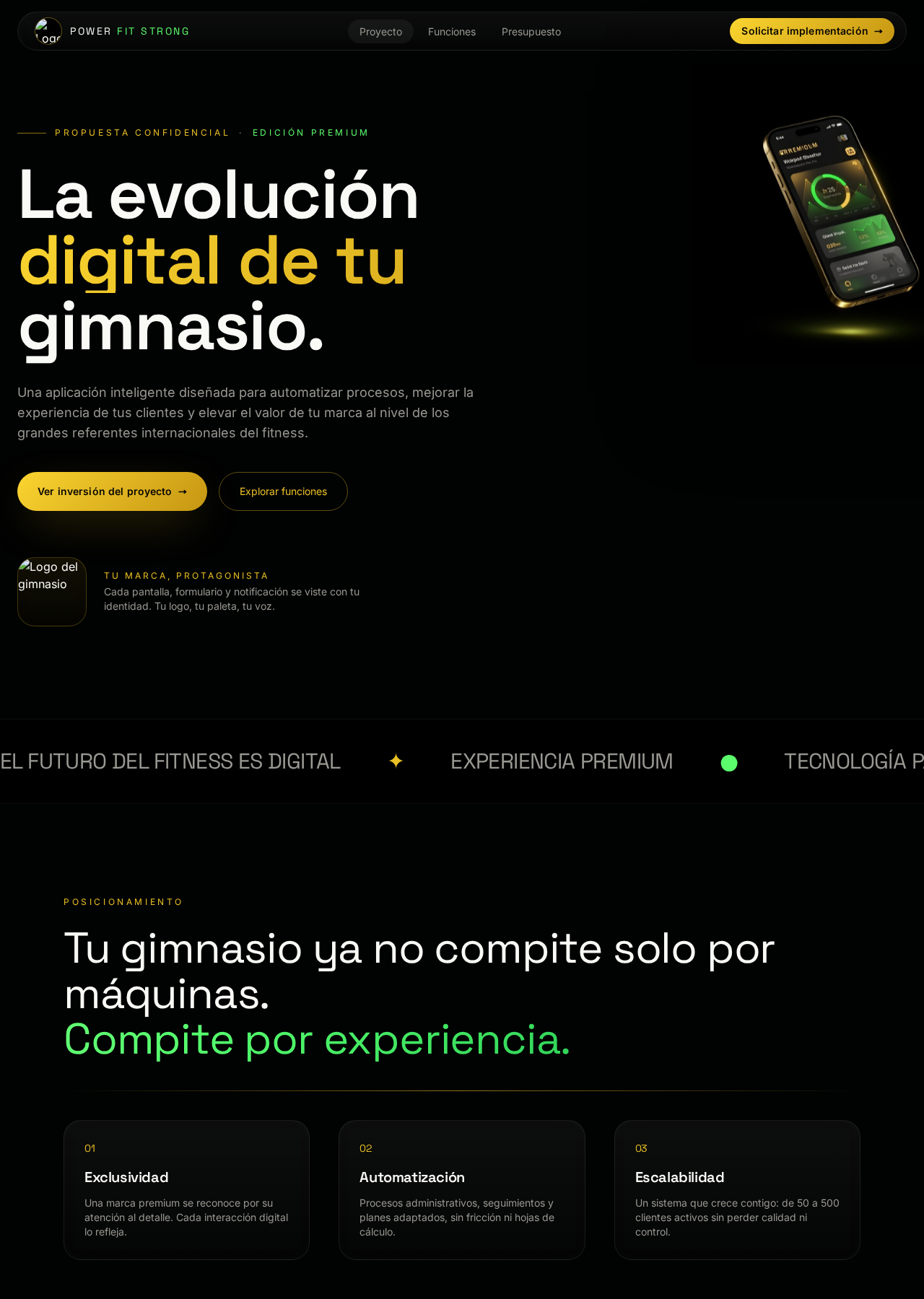 Ecosistema digital premium · Panel administrador + App cliente